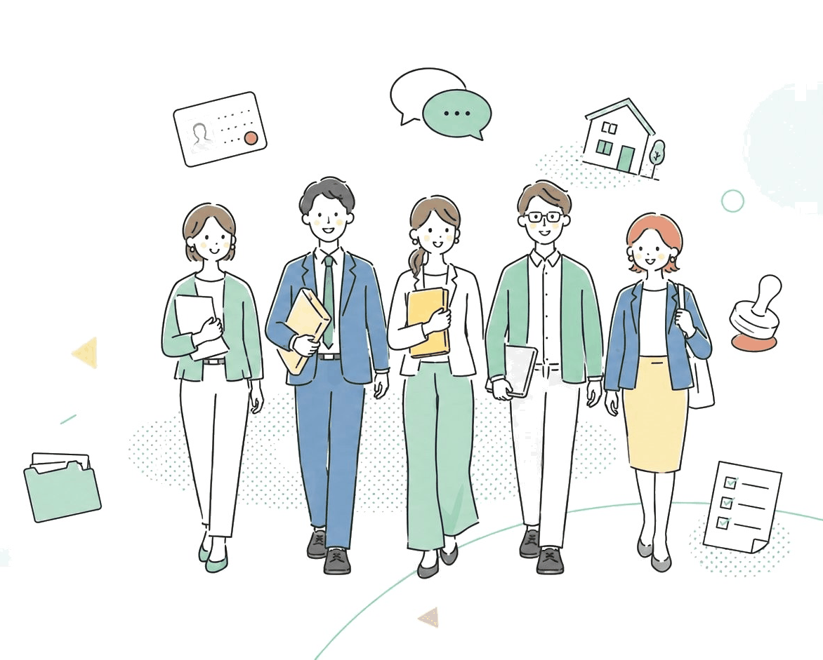 チームで働くスタッフのイラスト