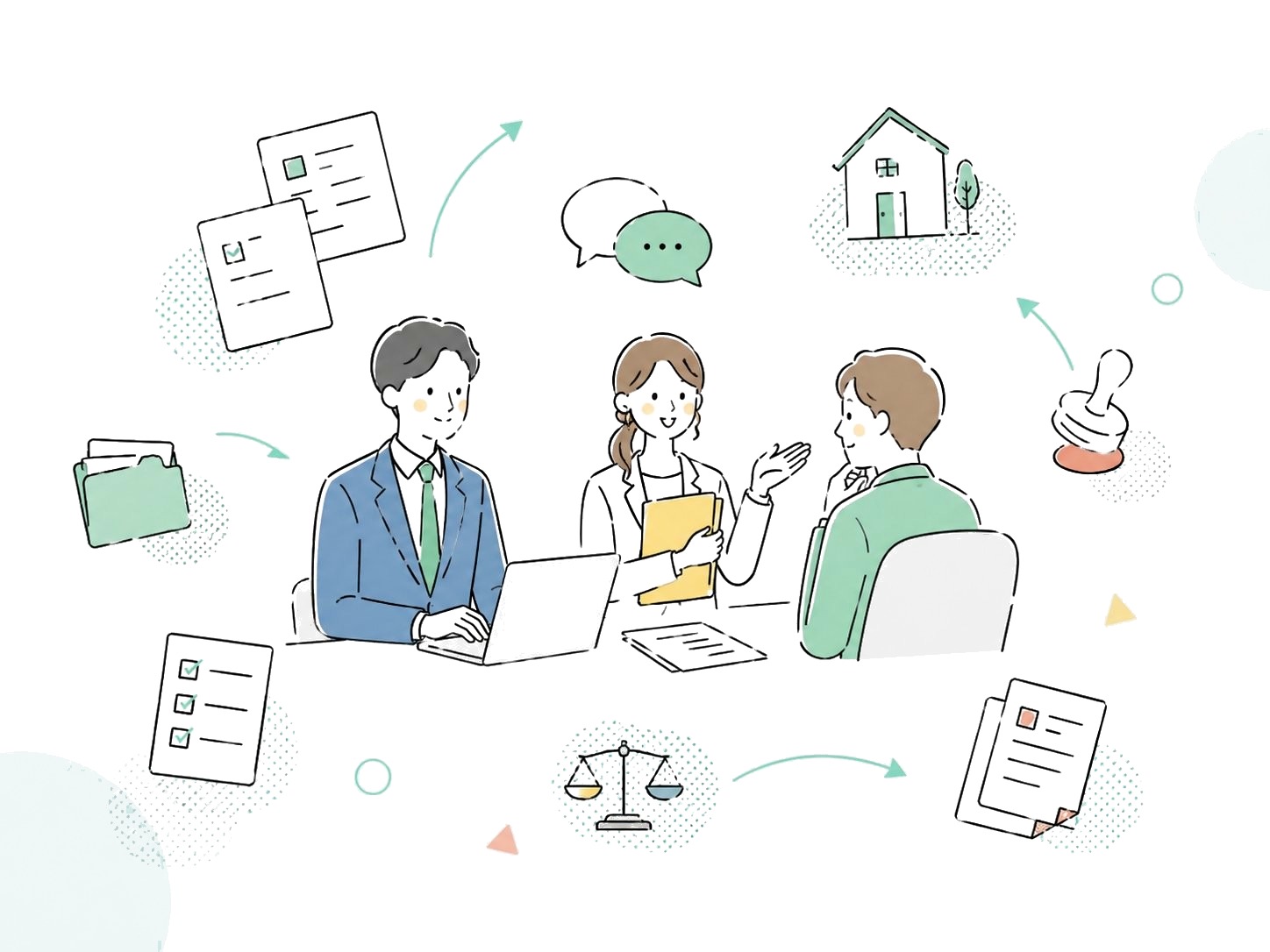 お客様との相談の様子のイラスト